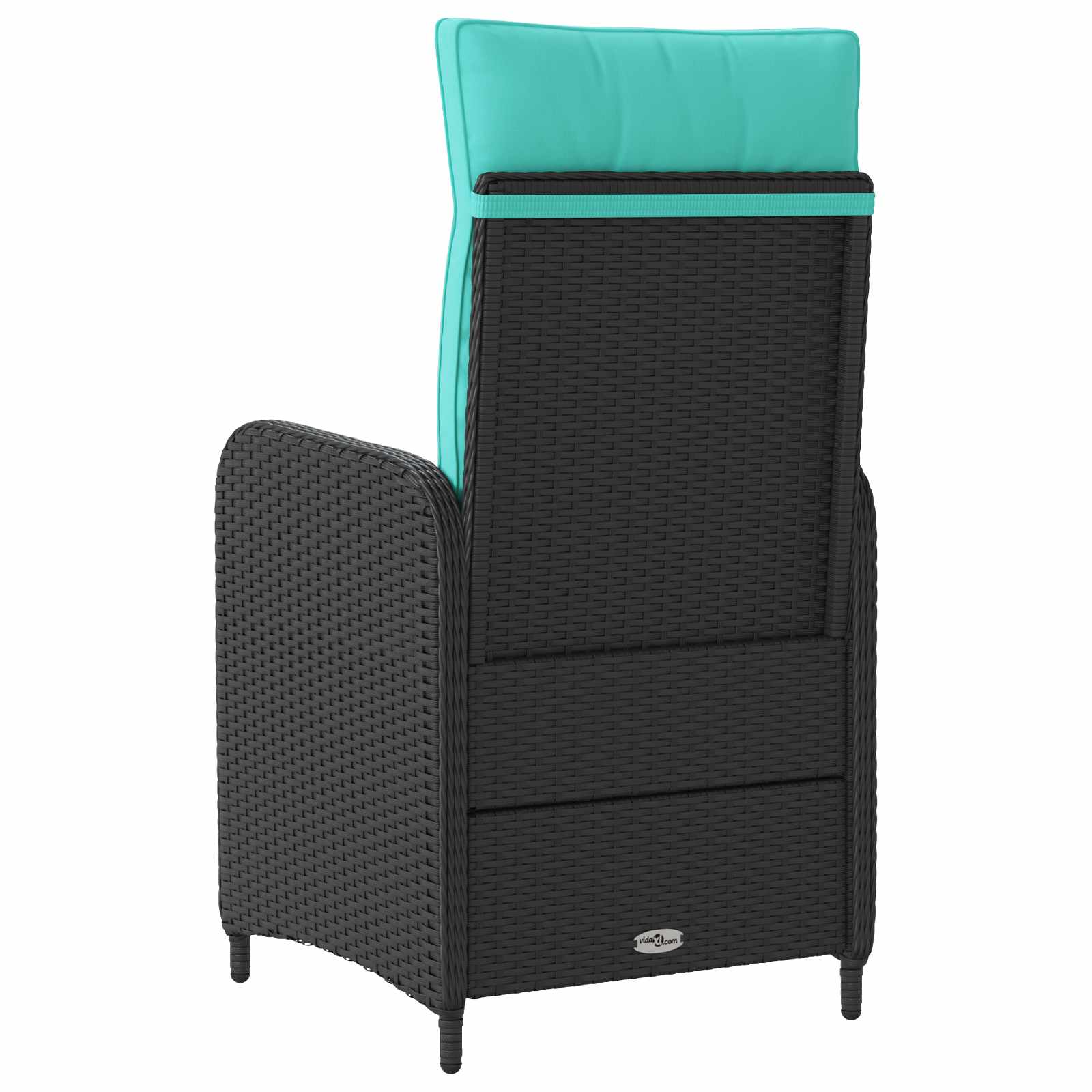Verstellbarer Gartenstuhl Schwarz und Türkis Poly-Rattan