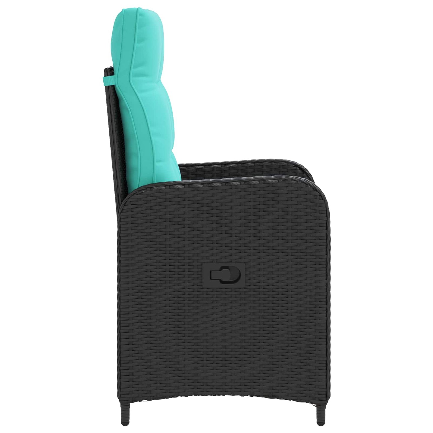 Verstellbarer Gartenstuhl Schwarz und Türkis Poly-Rattan