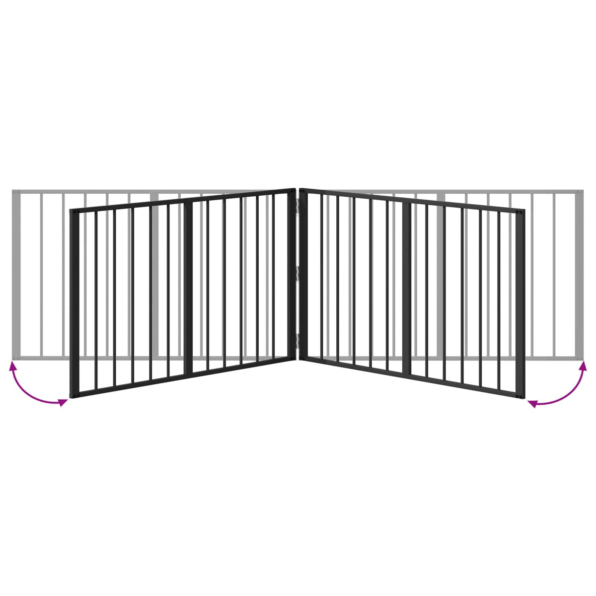 Hundetor 2 stk. Schwarz 100 x 60 cm Verzinkter Stahl