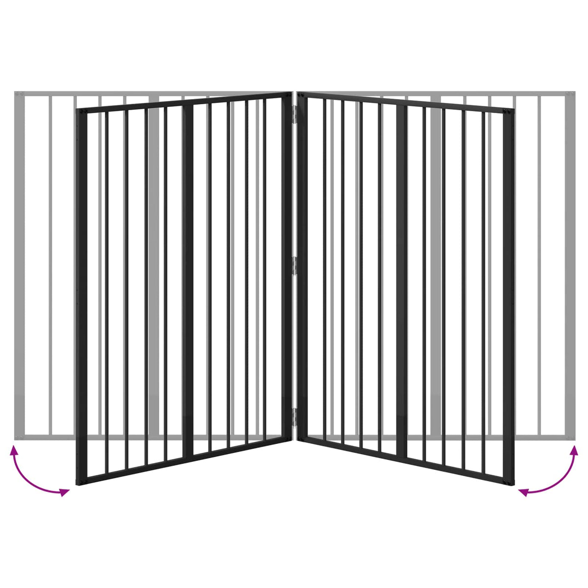 Hundetor 2 stk. Schwarz 80 x 100 cm Verzinkter Stahl