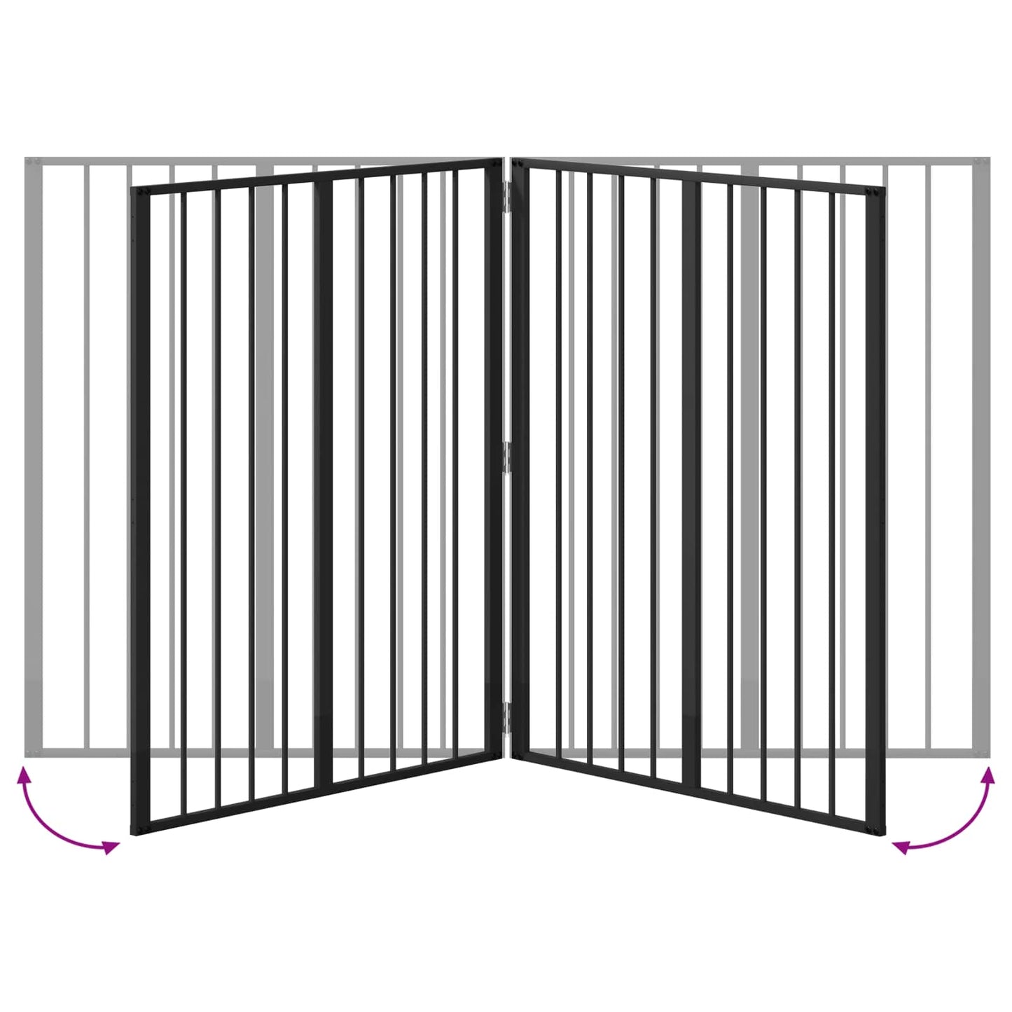 Hundetor 4 stk. Schwarz 80 x 100 cm Verzinkter Stahl
