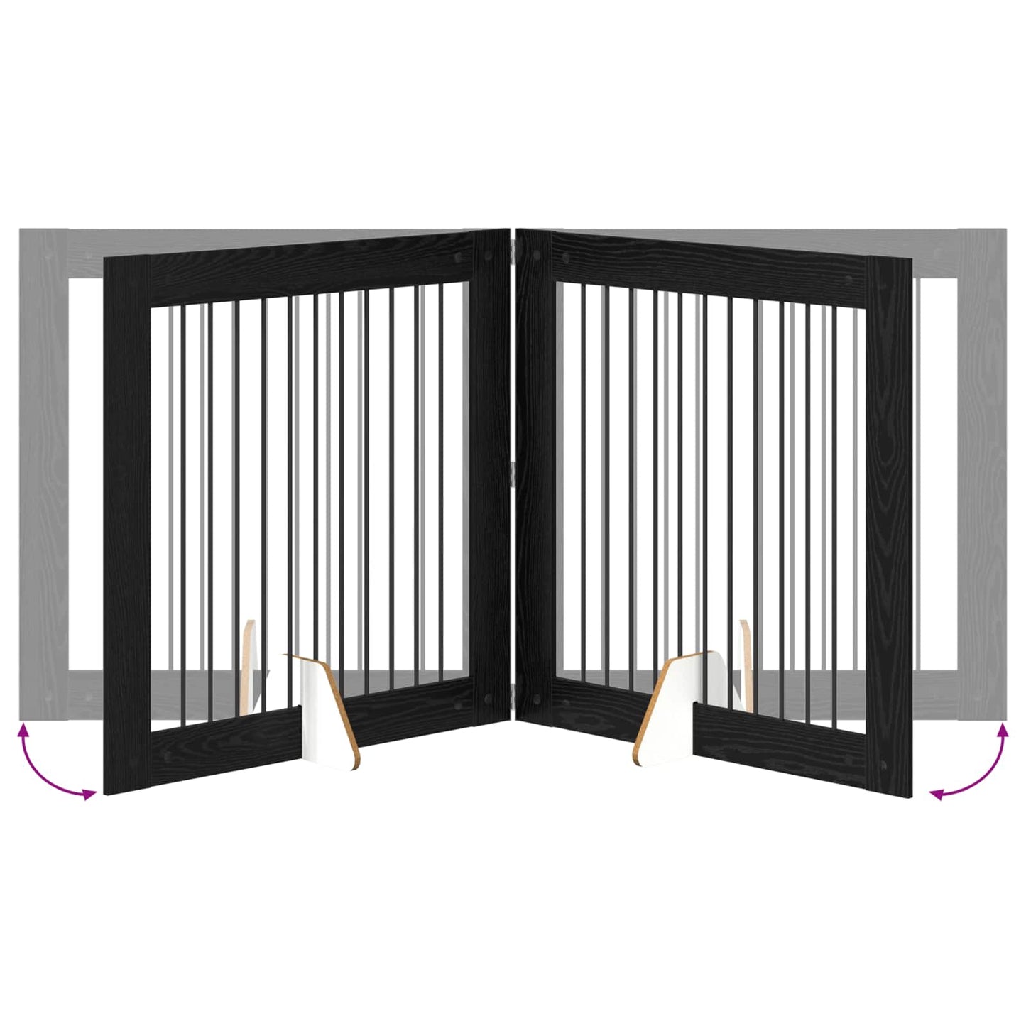 Klappbares Hundetor mit Ständern 2 stk. Schwarz Eichen-Optik