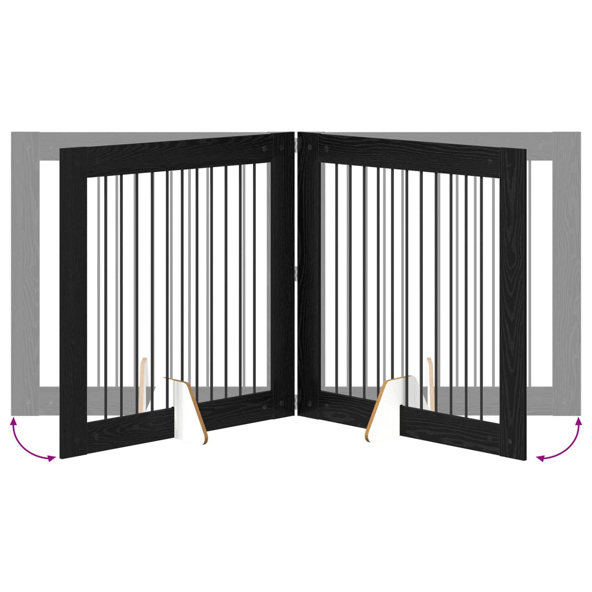 Klappbares Hundetor mit Ständern 2 stk. Schwarz Eichen-Optik