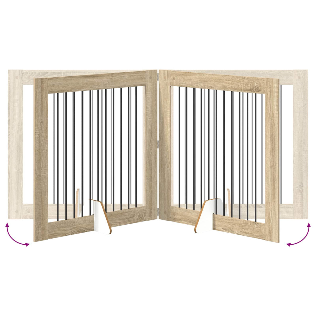 Klappbares Hundetor mit Ständern 2 stk. Sonoma-Eiche 200,5 cm
