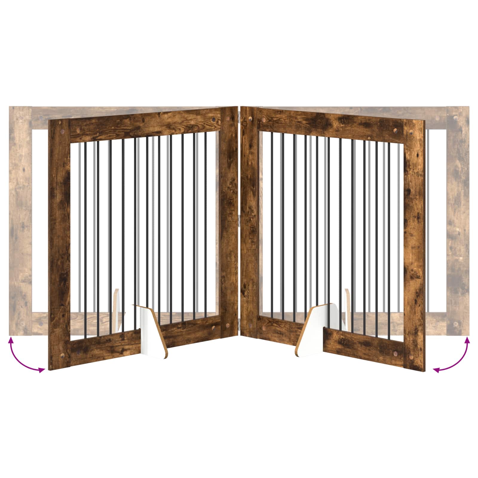 Klappbares Hundetor mit Ständern 2 stk. Räuchereiche 200,5 cm