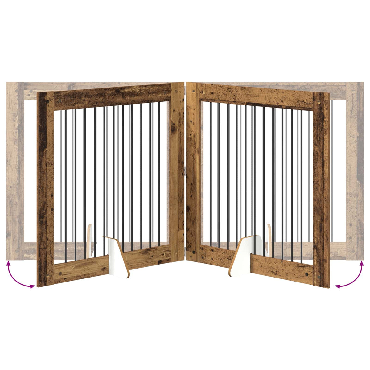 Klappbares Hundetor mit Ständern 2 stk. Altholz 200,5 cm