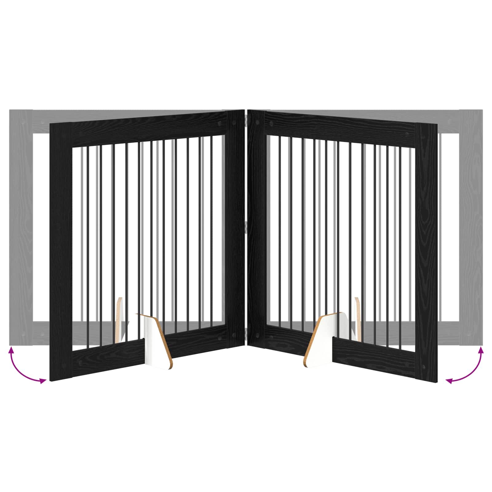 Klappbares Hundetor mit Ständern 4 stk. Schwarz Eichen-Optik