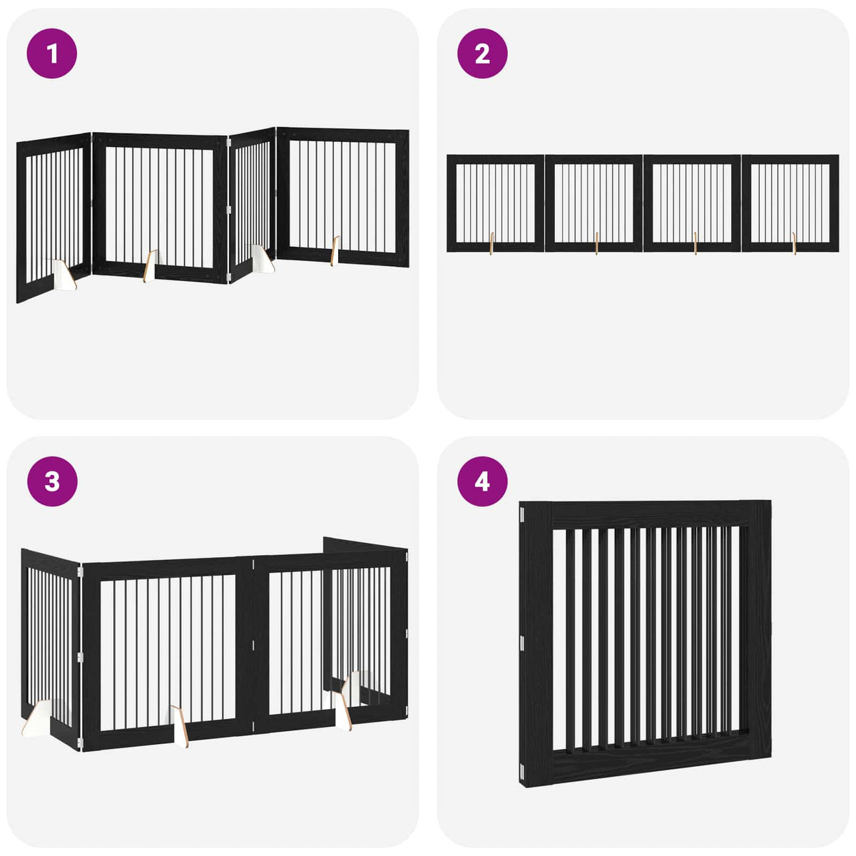 Klappbares Hundetor mit Ständern 4 stk. Schwarz Eichen-Optik