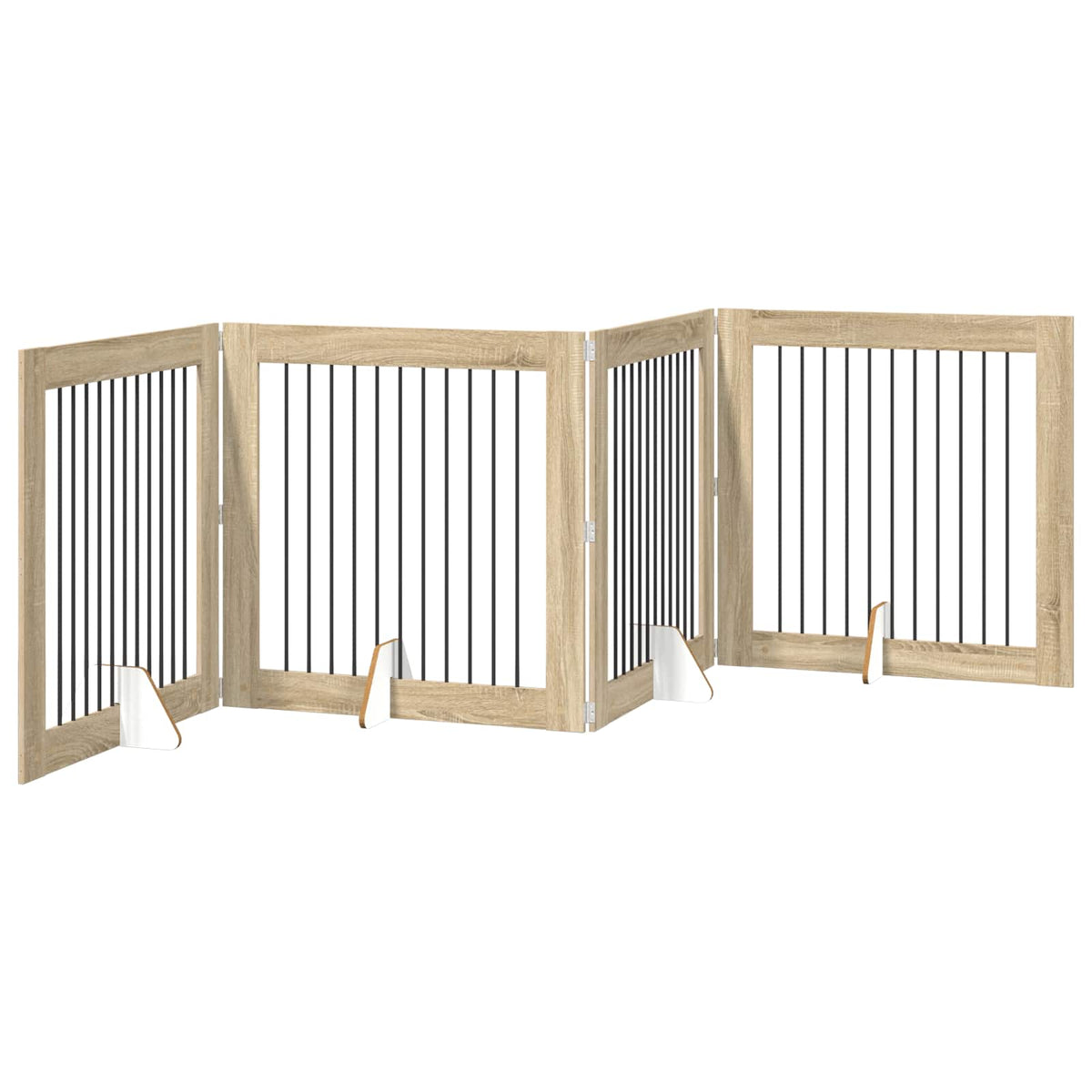 Klappbares Hundetor mit Ständern 4 stk. Sonoma-Eiche 401 cm