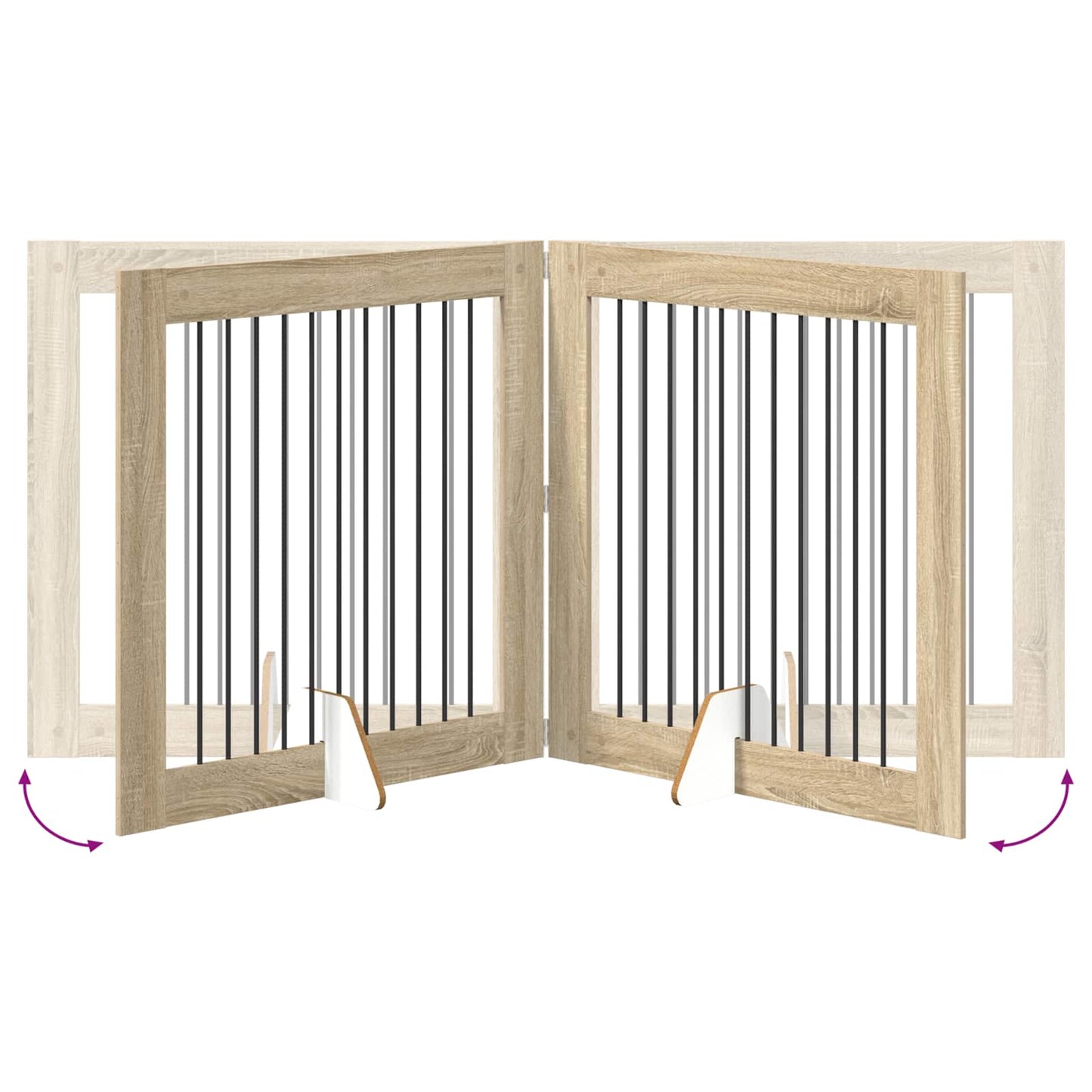 Klappbares Hundetor mit Ständern 4 stk. Sonoma-Eiche 401 cm