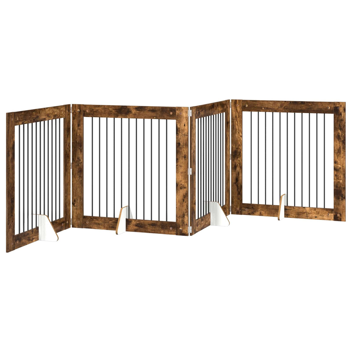 Klappbares Hundetor mit Ständern 4 stk. Räuchereiche 401 cm