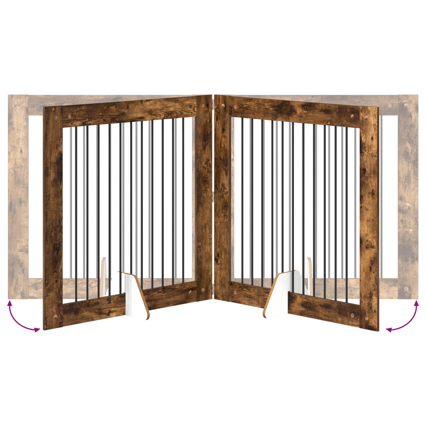 Klappbares Hundetor mit Ständern 4 stk. Räuchereiche 401 cm