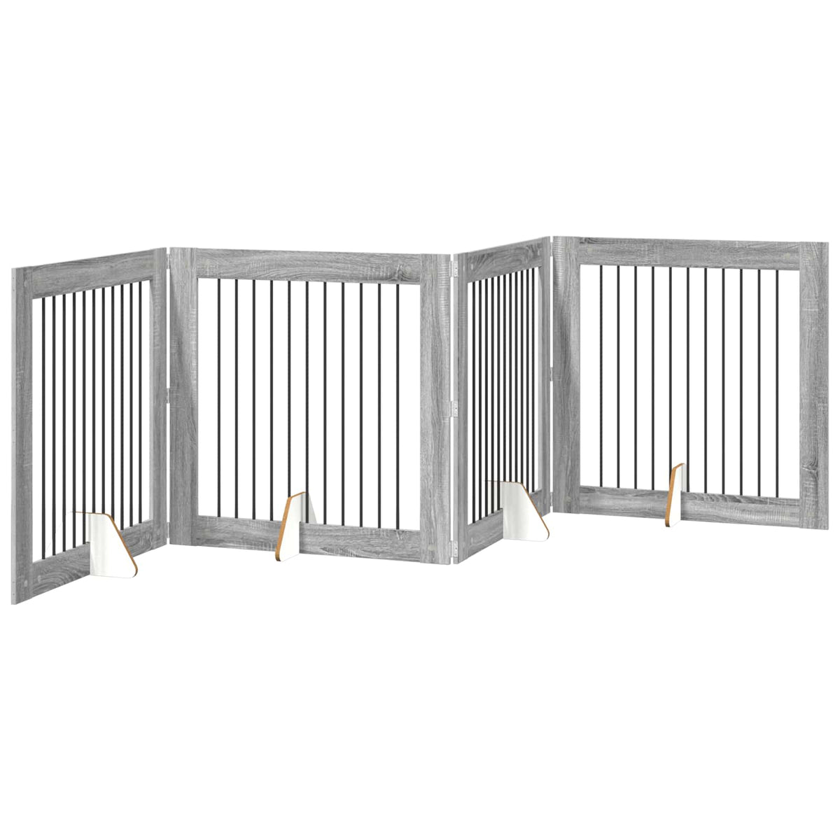 Klappbares Hundetor mit Ständern 4 stk. Sonoma-Grau 401 cm