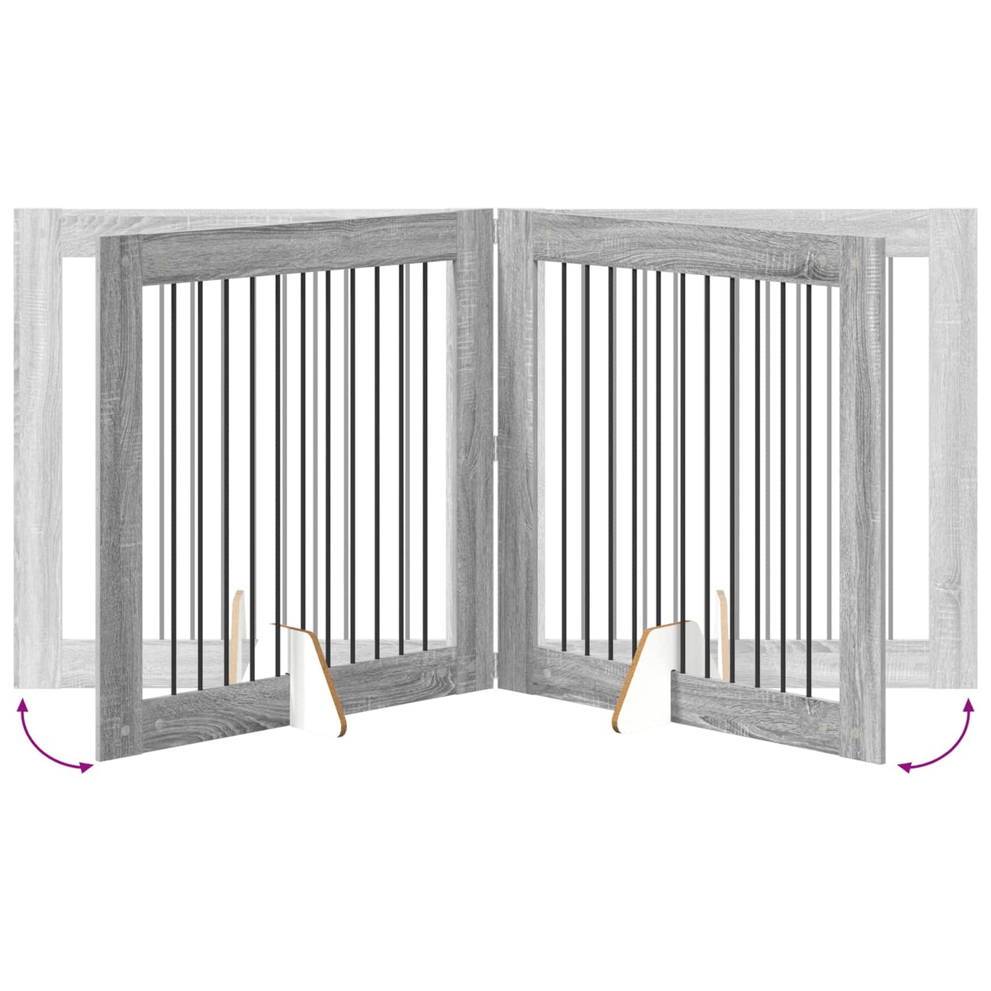 Klappbares Hundetor mit Ständern 4 stk. Sonoma-Grau 401 cm