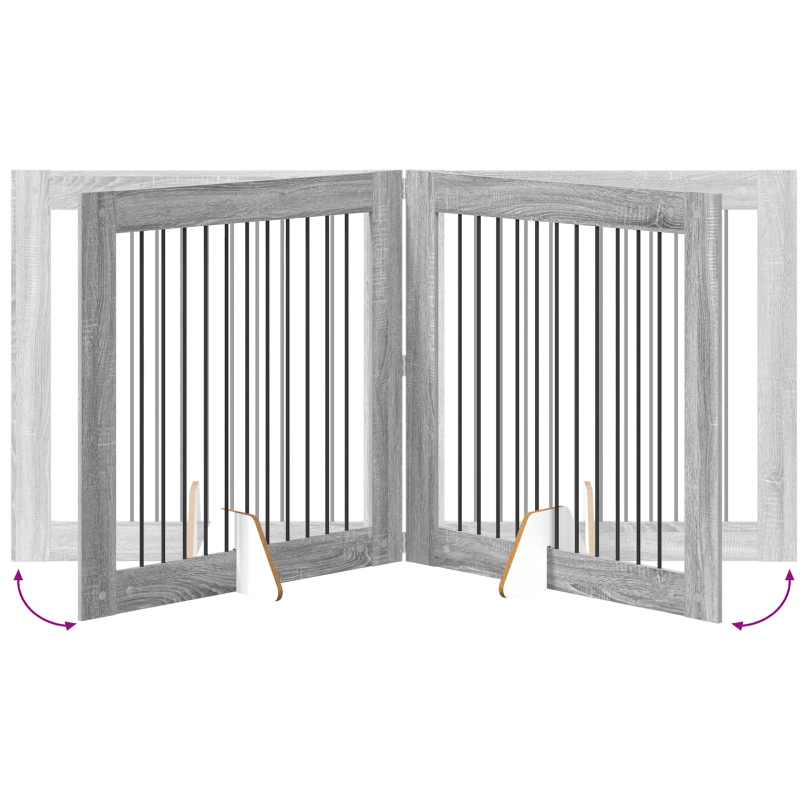 Klappbares Hundetor mit Ständern 4 stk. Sonoma-Grau 401 cm