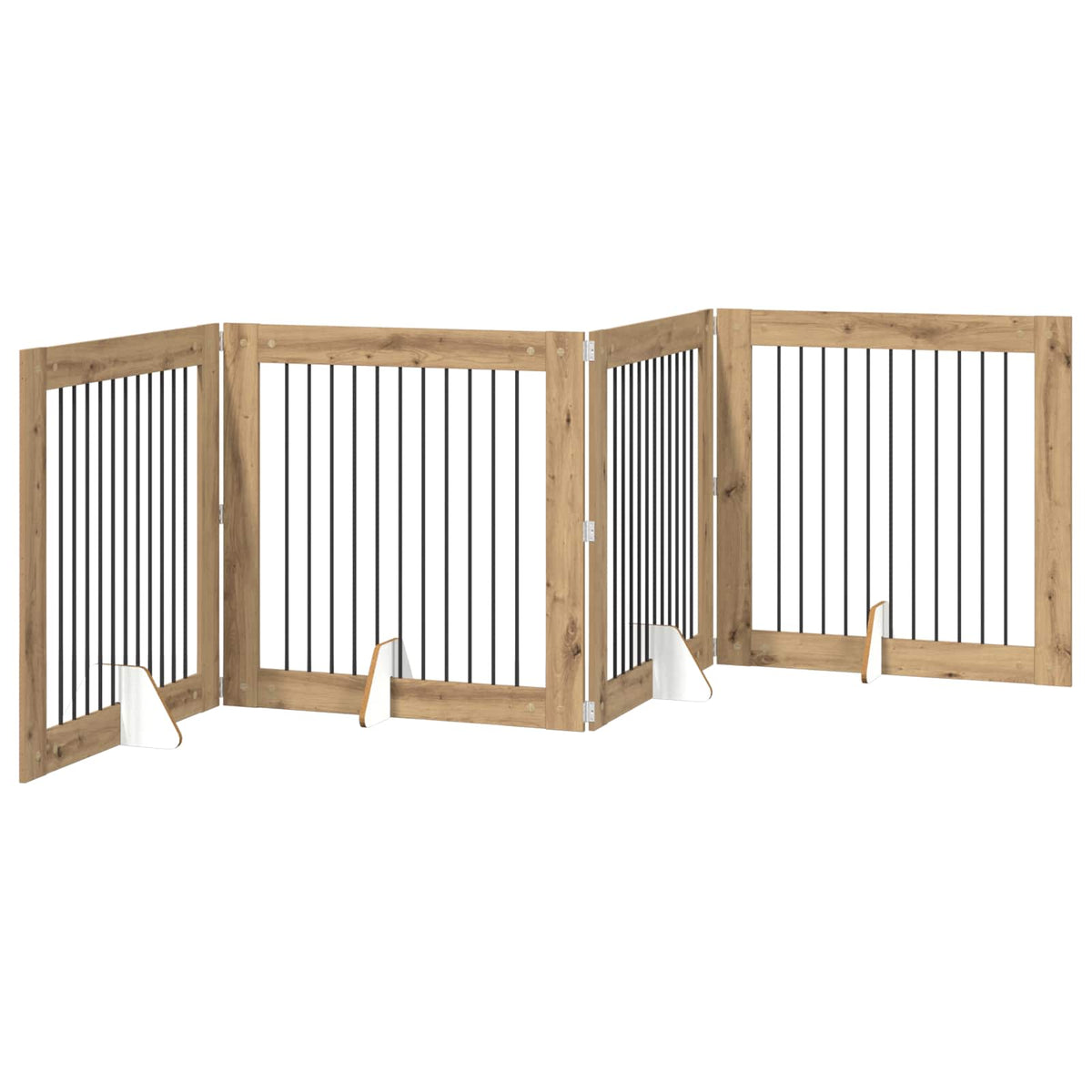 Klappbares Hundetor mit Ständern 4 stk. Artisan-Eiche 401 cm