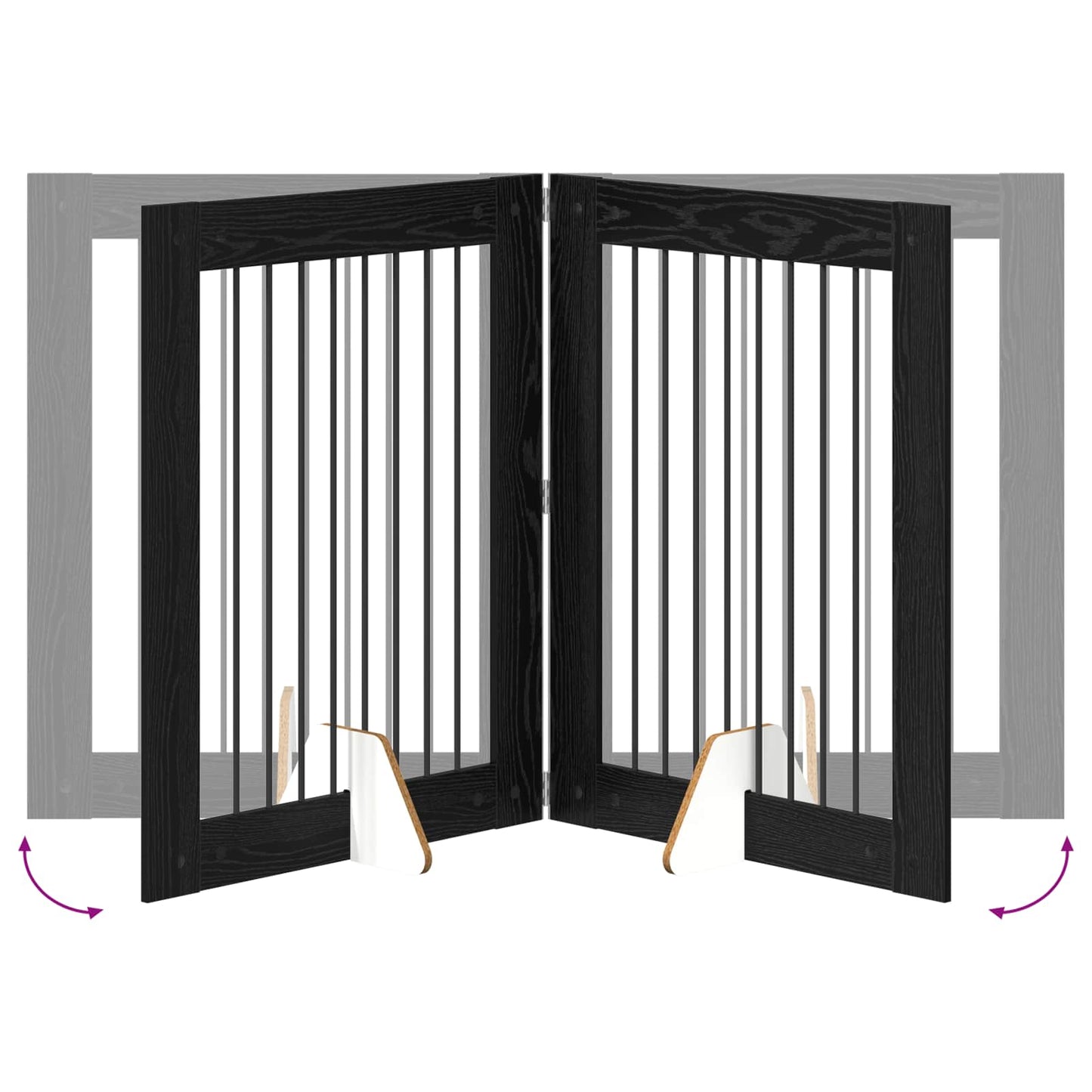 Klappbares Hundetor mit Ständern 2 stk. Schwarz Eichen-Optik