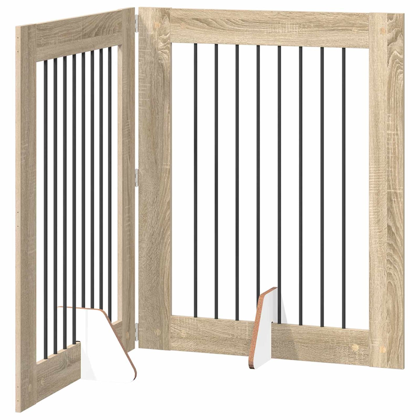 Klappbares Hundetor mit Ständern 2 stk. Sonoma-Eiche 160,5 cm