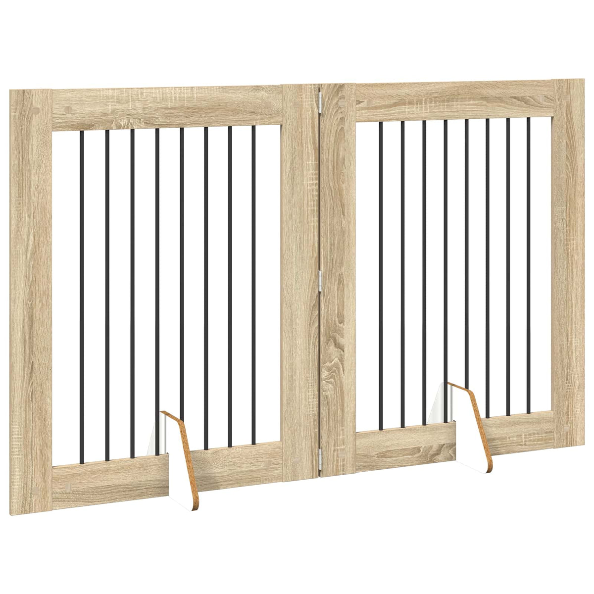 Klappbares Hundetor mit Ständern 2 stk. Sonoma-Eiche 160,5 cm