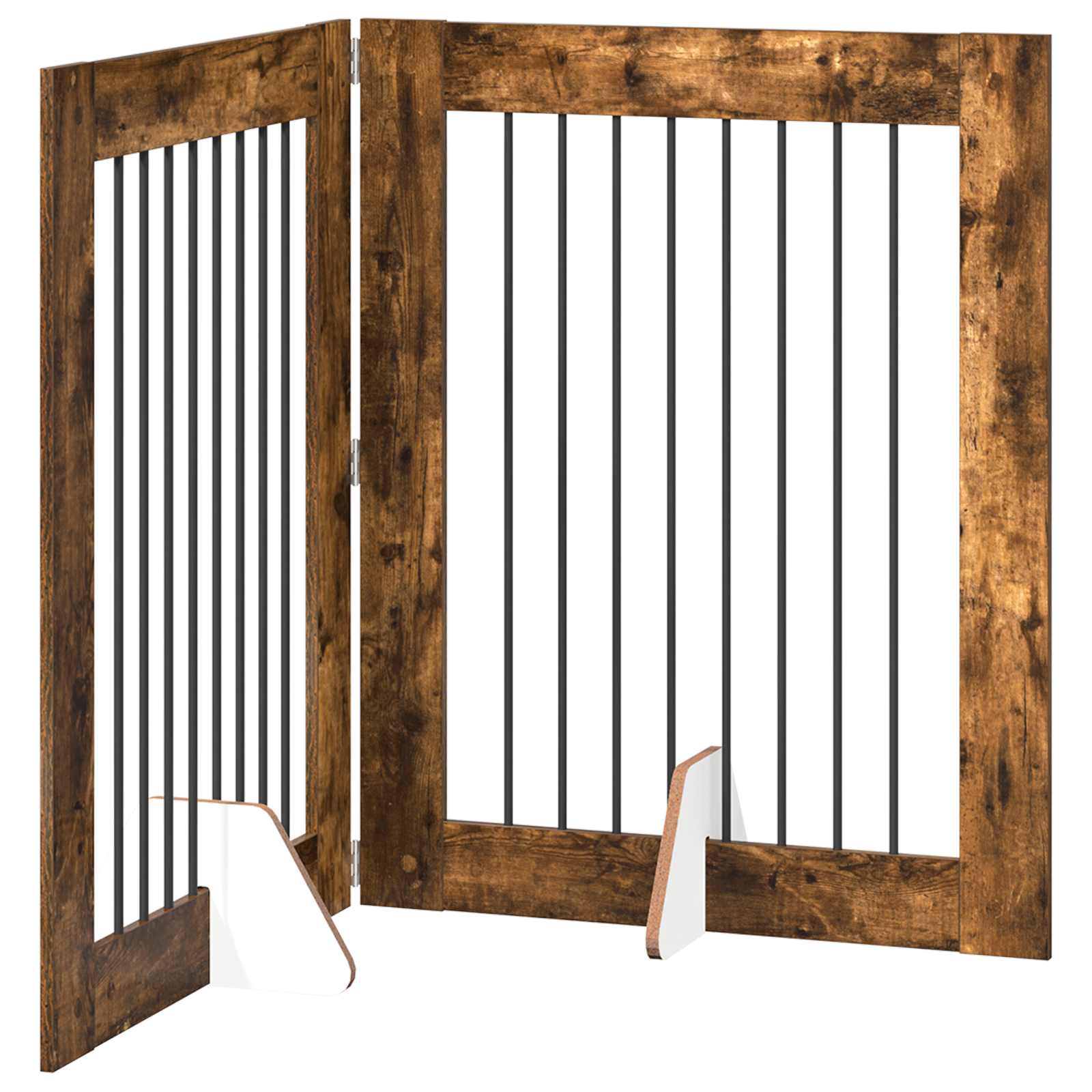 Klappbares Hundetor mit Ständern 2 stk. Räuchereiche 160,5 cm