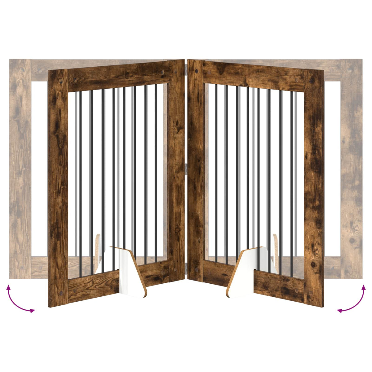 Klappbares Hundetor mit Ständern 2 stk. Räuchereiche 160,5 cm