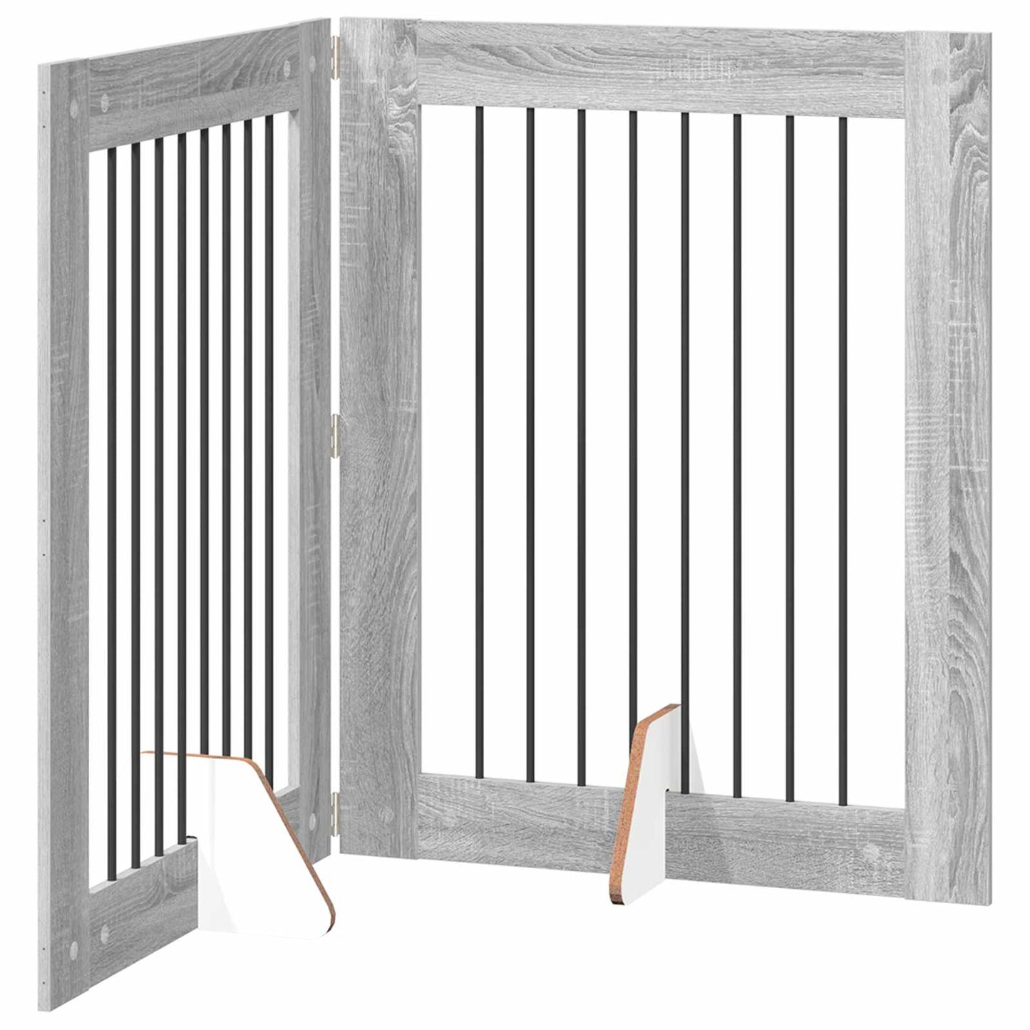 Klappbares Hundetor mit Ständern 2 stk. Sonoma-Grau 160,5 cm