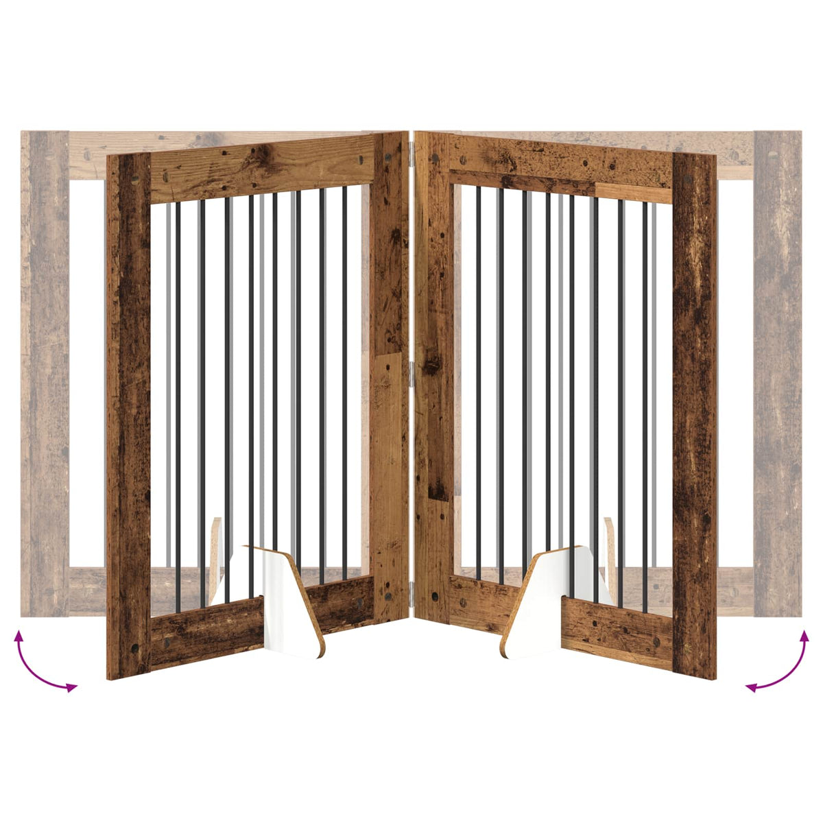 Klappbares Hundetor mit Ständern 2 stk. Altholz 160,5 cm