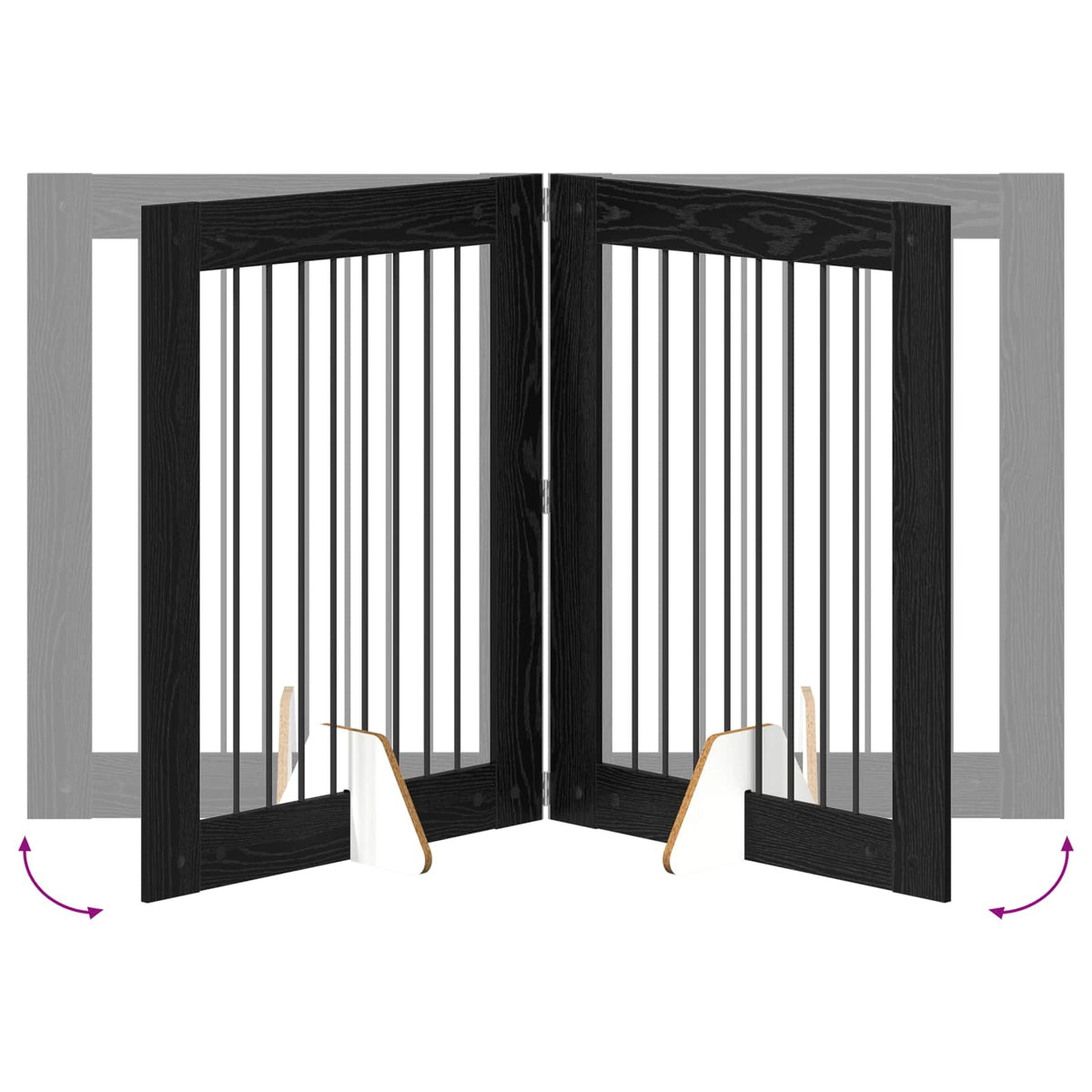 Klappbares Hundetor mit Ständern 4 stk. Schwarz Eichen-Optik