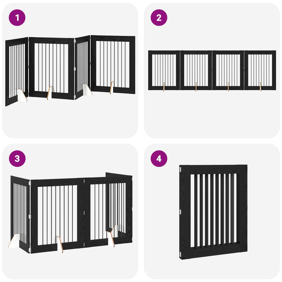 Klappbares Hundetor mit Ständern 4 stk. Schwarz Eichen-Optik