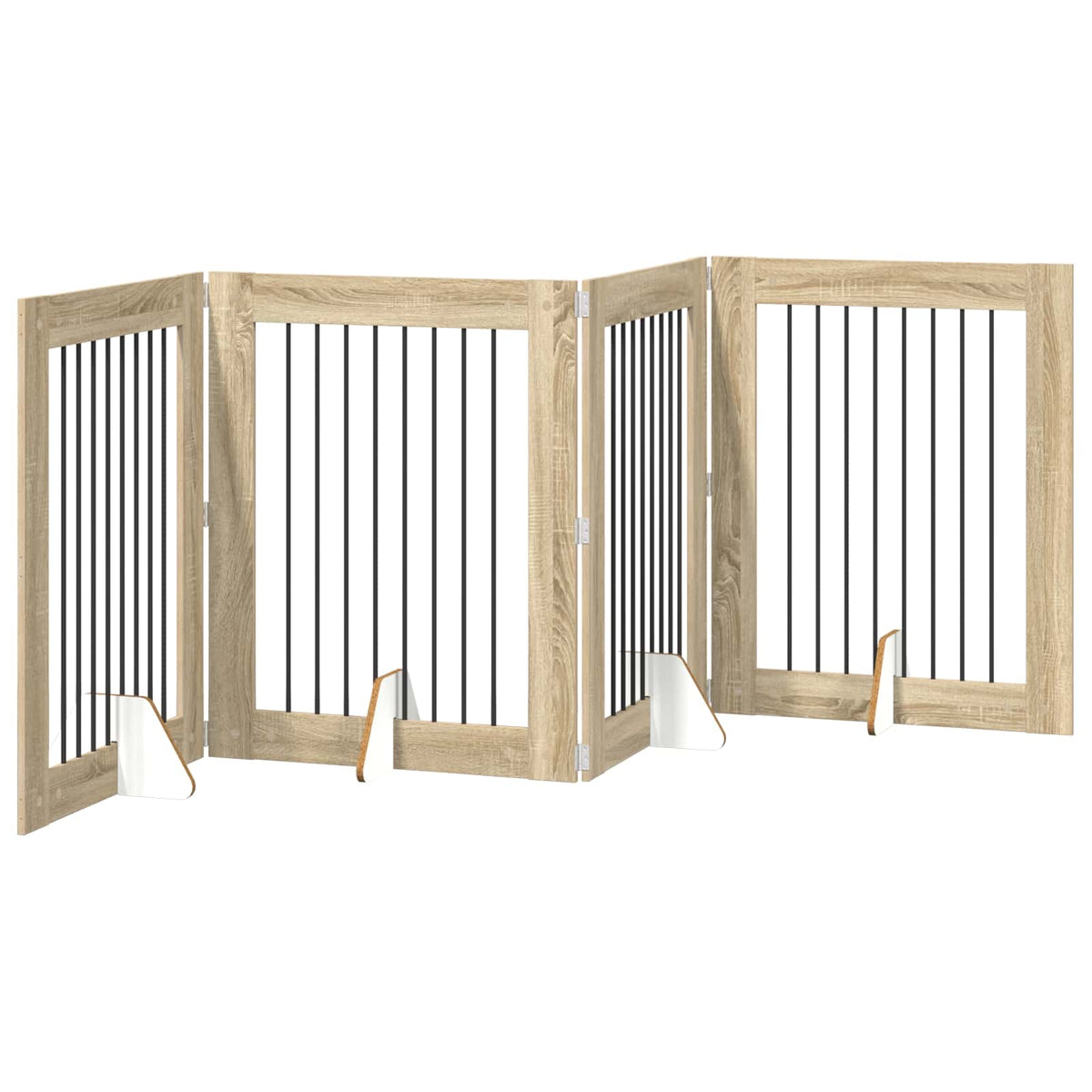 Klappbares Hundetor mit Ständern 4 stk. Sonoma-Eiche 321 cm