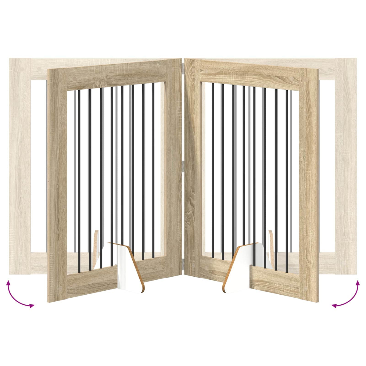 Klappbares Hundetor mit Ständern 4 stk. Sonoma-Eiche 321 cm