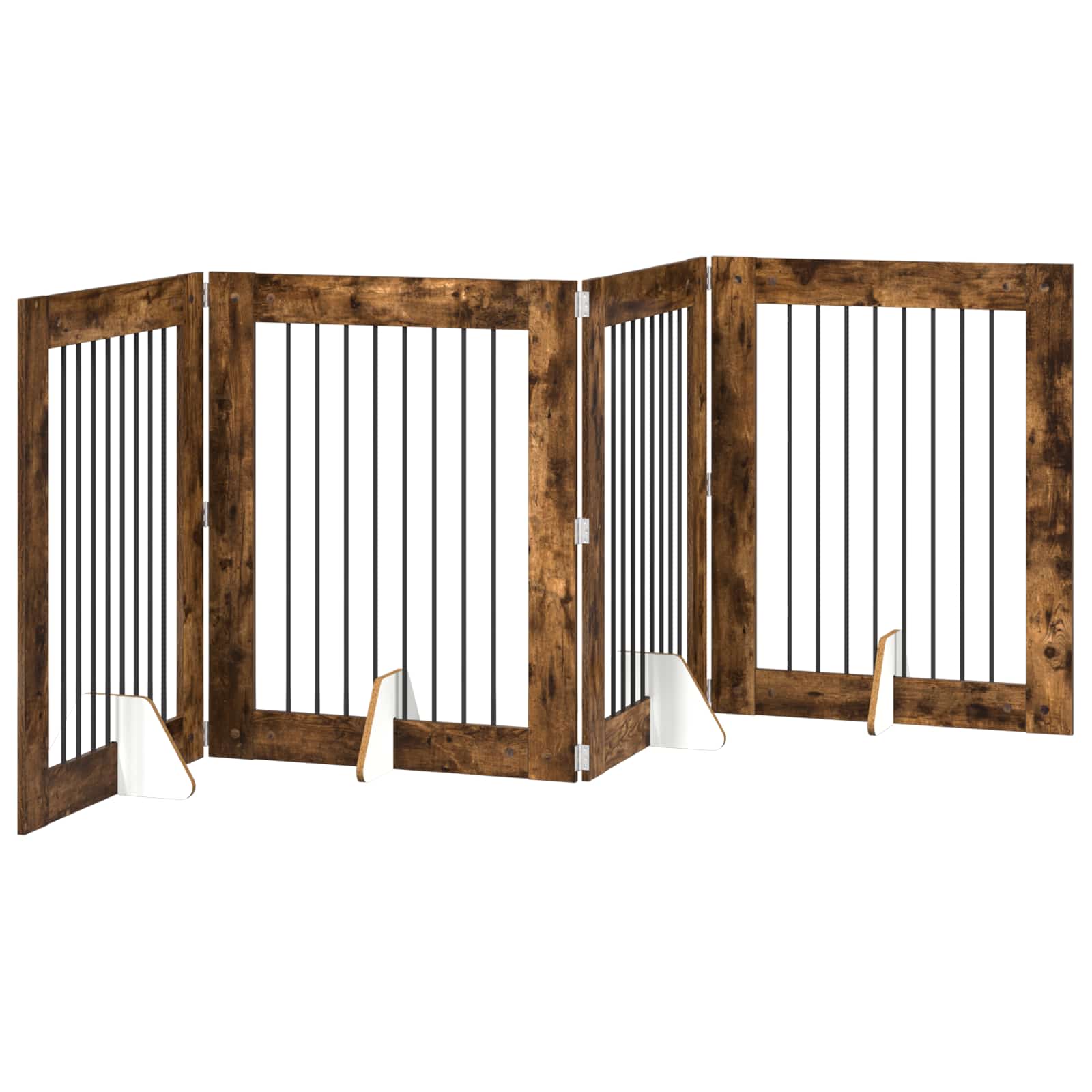 Klappbares Hundetor mit Ständern 4 stk. Räuchereiche 321 cm