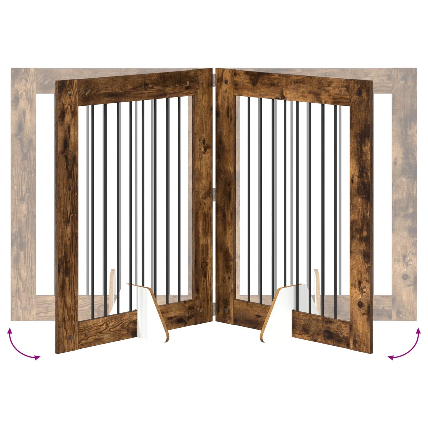 Klappbares Hundetor mit Ständern 4 stk. Räuchereiche 321 cm