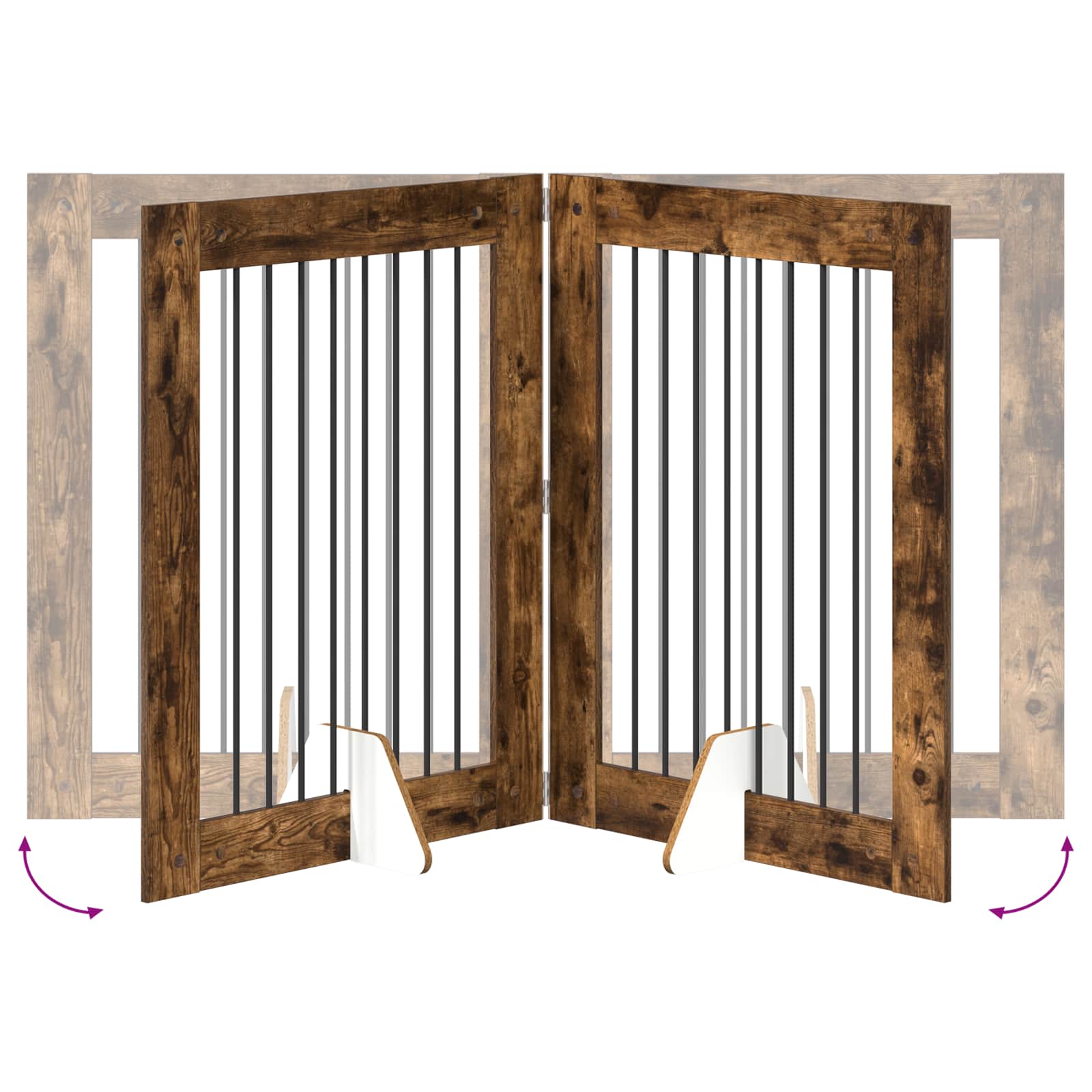 Klappbares Hundetor mit Ständern 4 stk. Räuchereiche 321 cm