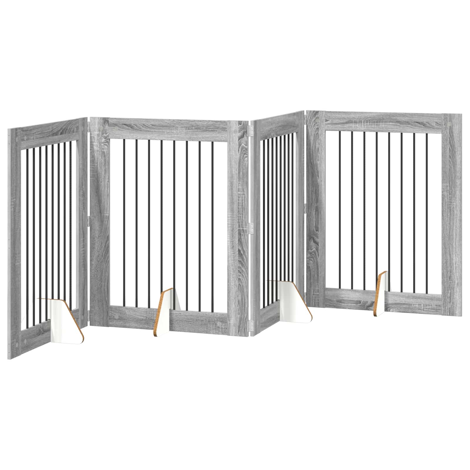 Klappbares Hundetor mit Ständern 4 stk. Sonoma-Grau 321 cm
