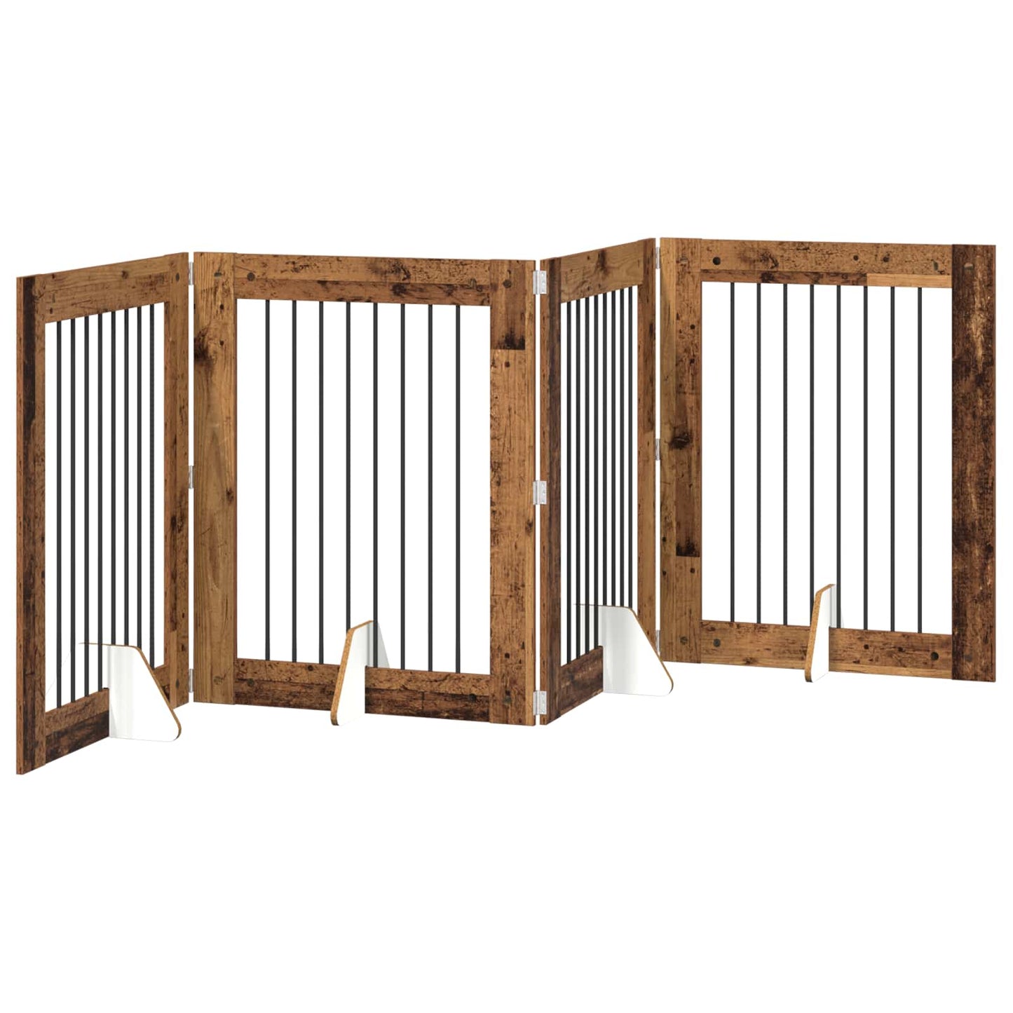 Klappbares Hundetor mit Ständern 4 stk. Altholz 321 cm