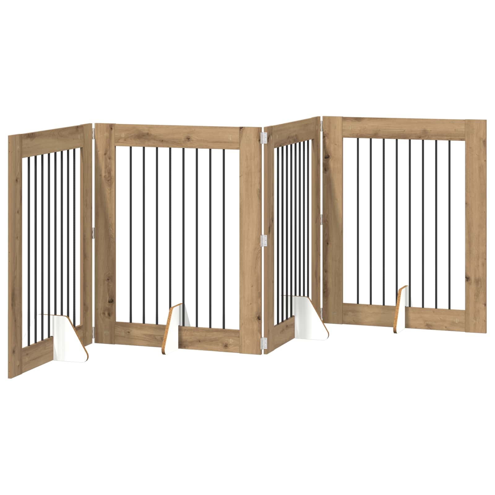 Klappbares Hundetor mit Ständern 4 stk. Artisan-Eiche 321 cm
