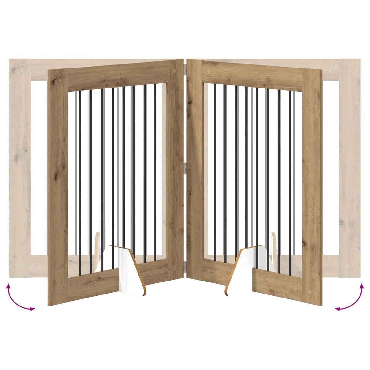 Klappbares Hundetor mit Ständern 4 stk. Artisan-Eiche 321 cm