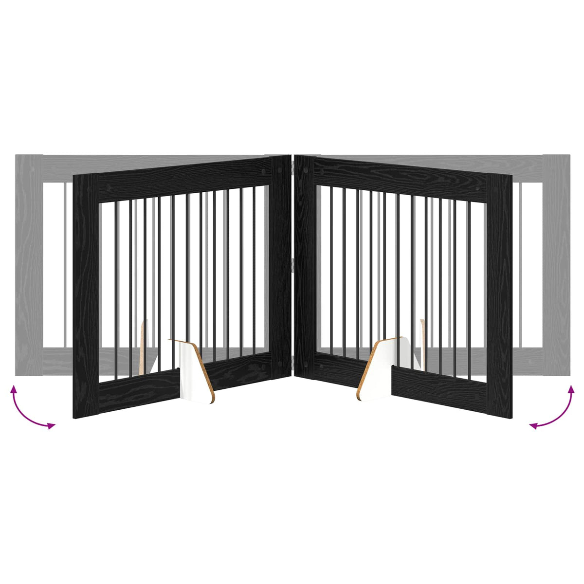 Klappbares Hundetor mit Ständern 2 stk. Schwarz Eichen-Optik