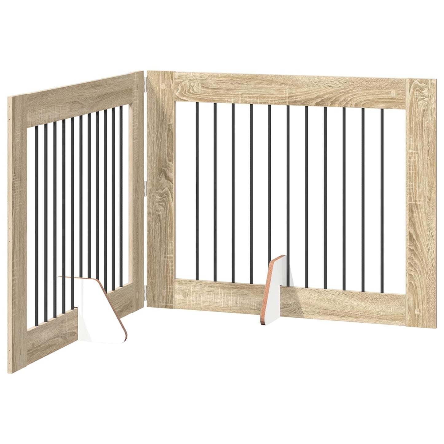 Klappbares Hundetor mit Ständern 2 stk. Sonoma-Eiche 200,5 cm