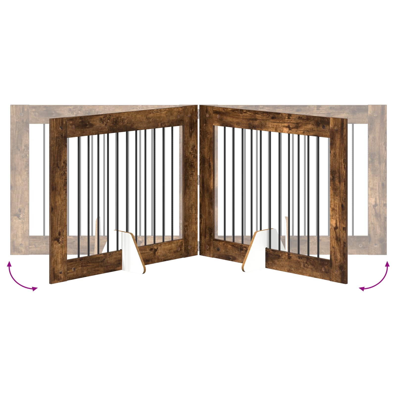 Klappbares Hundetor mit Ständern 2 stk. Räuchereiche 200,5 cm