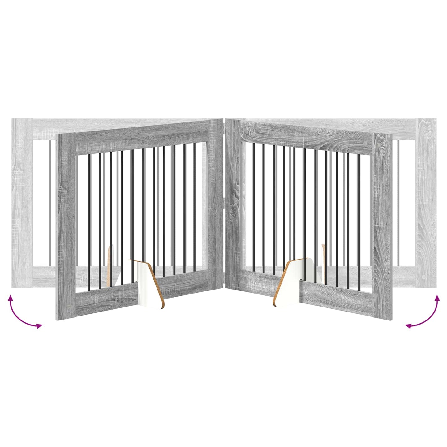 Klappbares Hundetor mit Ständern 2 stk. Sonoma-Grau 200,5 cm