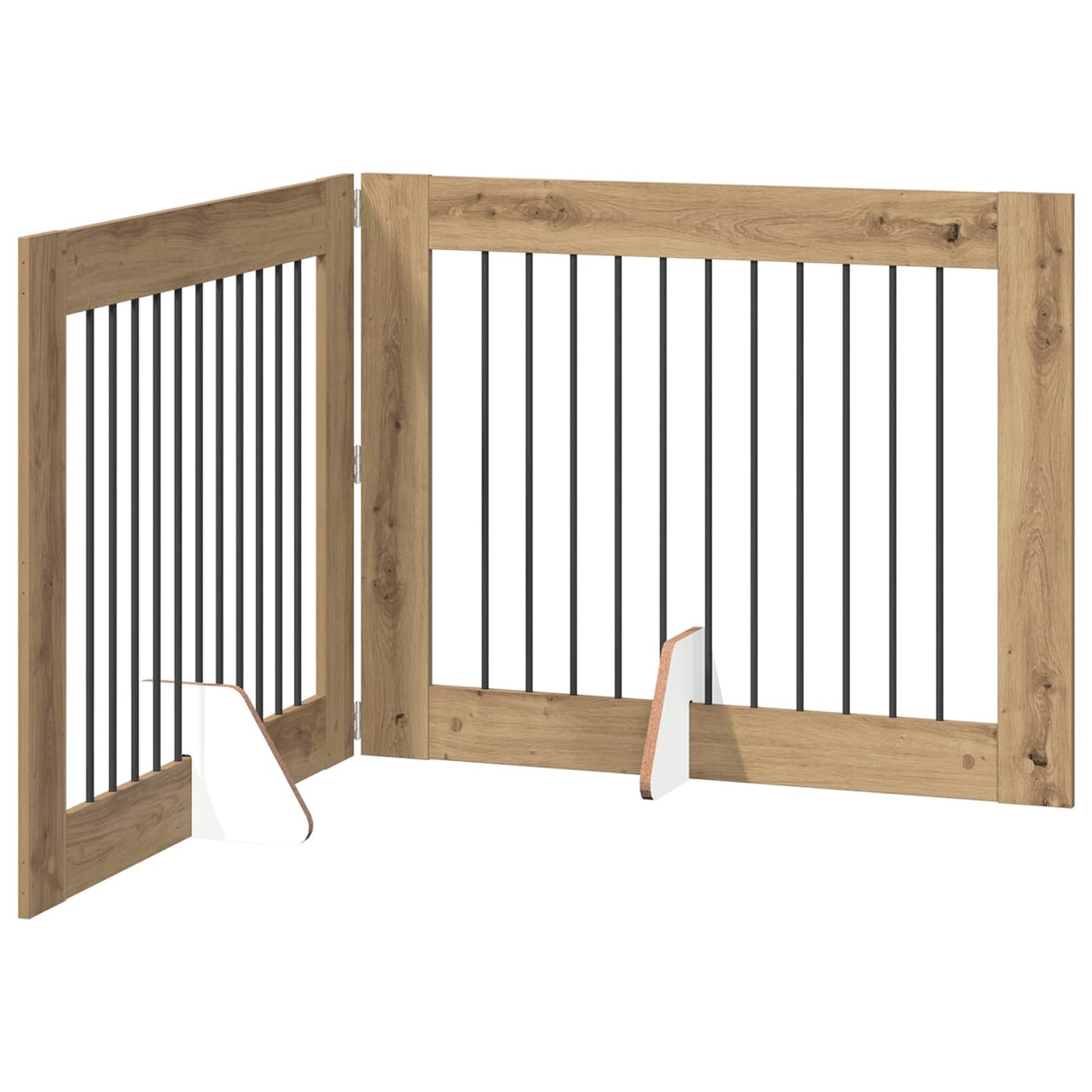 Klappbares Hundetor mit Ständern 2 stk. Artisan-Eiche 200,5 cm