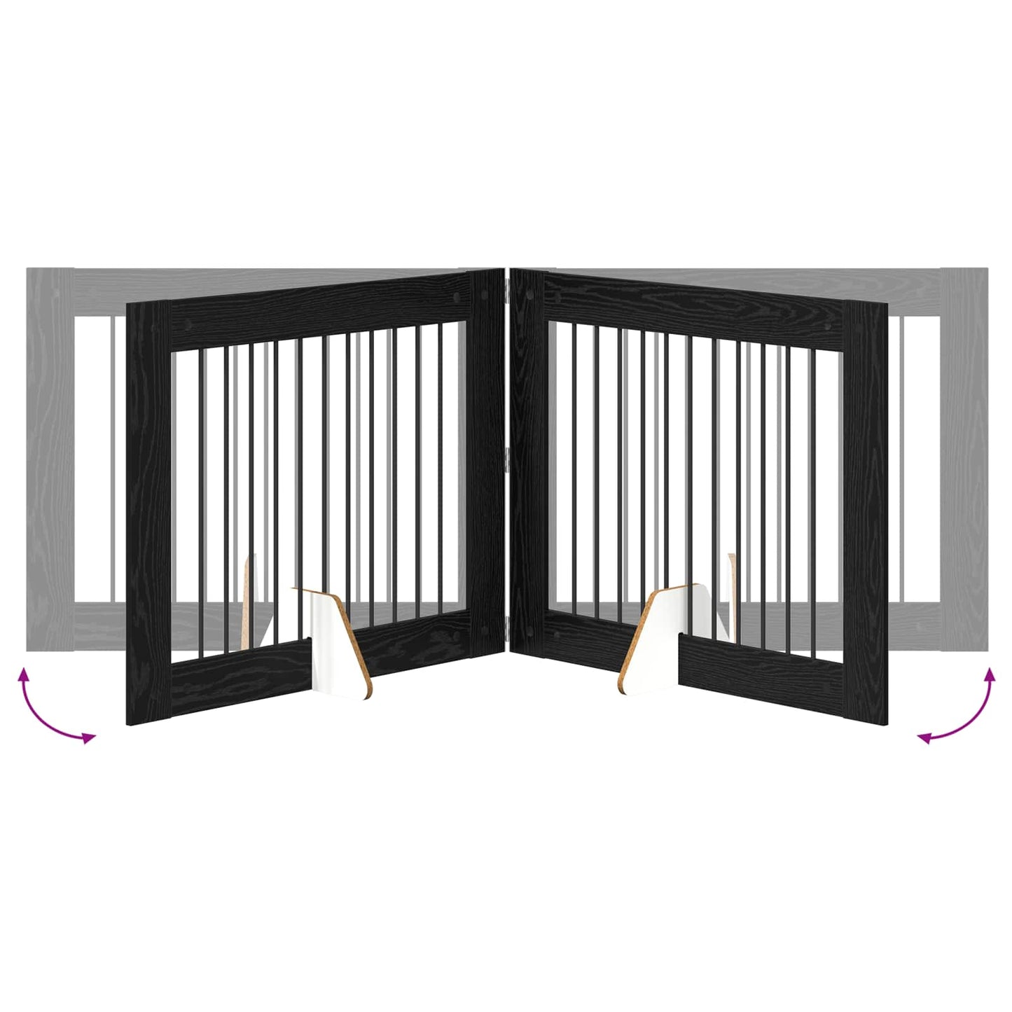 Klappbares Hundetor mit Ständern 4 stk. Schwarz Eichen-Optik