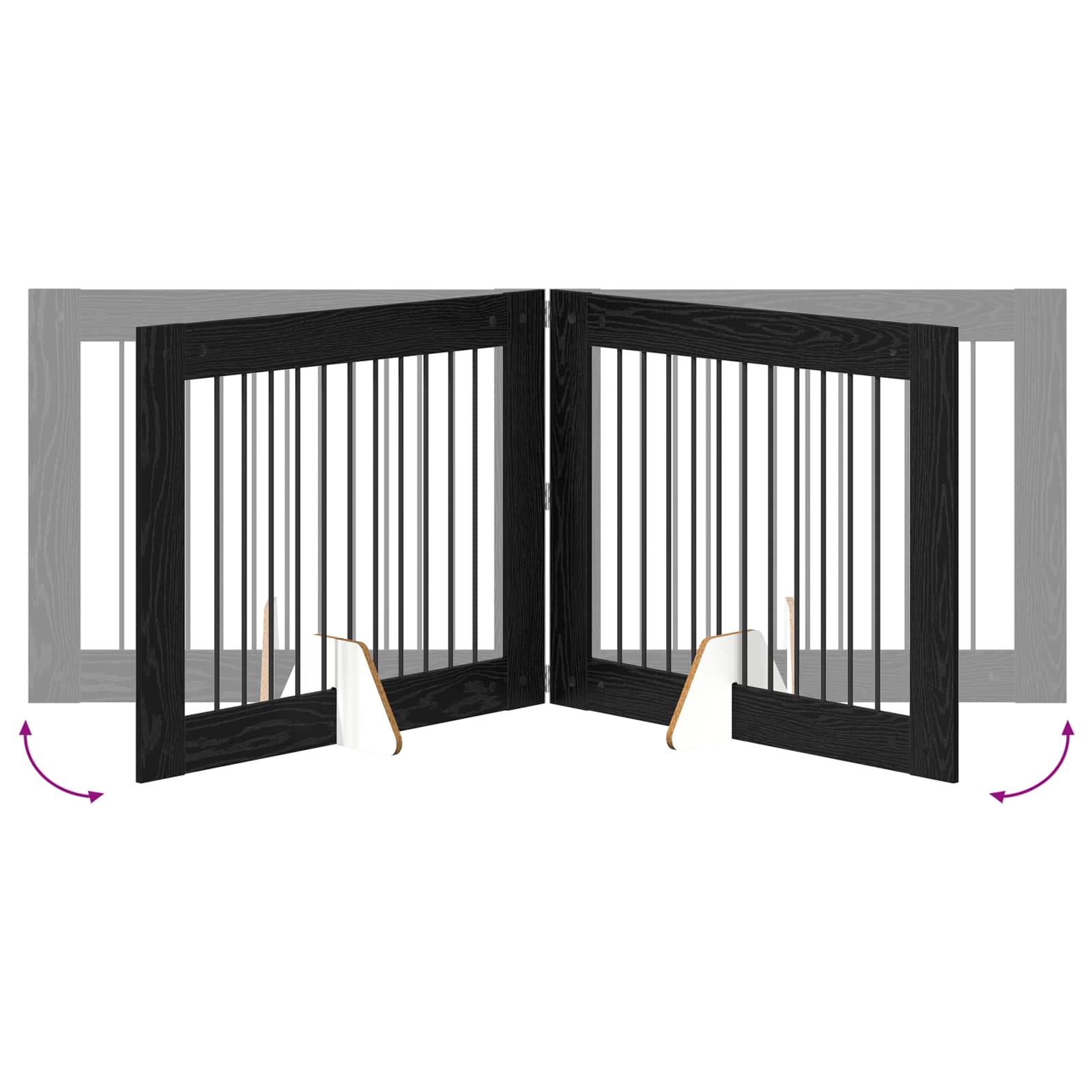 Klappbares Hundetor mit Ständern 4 stk. Schwarz Eichen-Optik