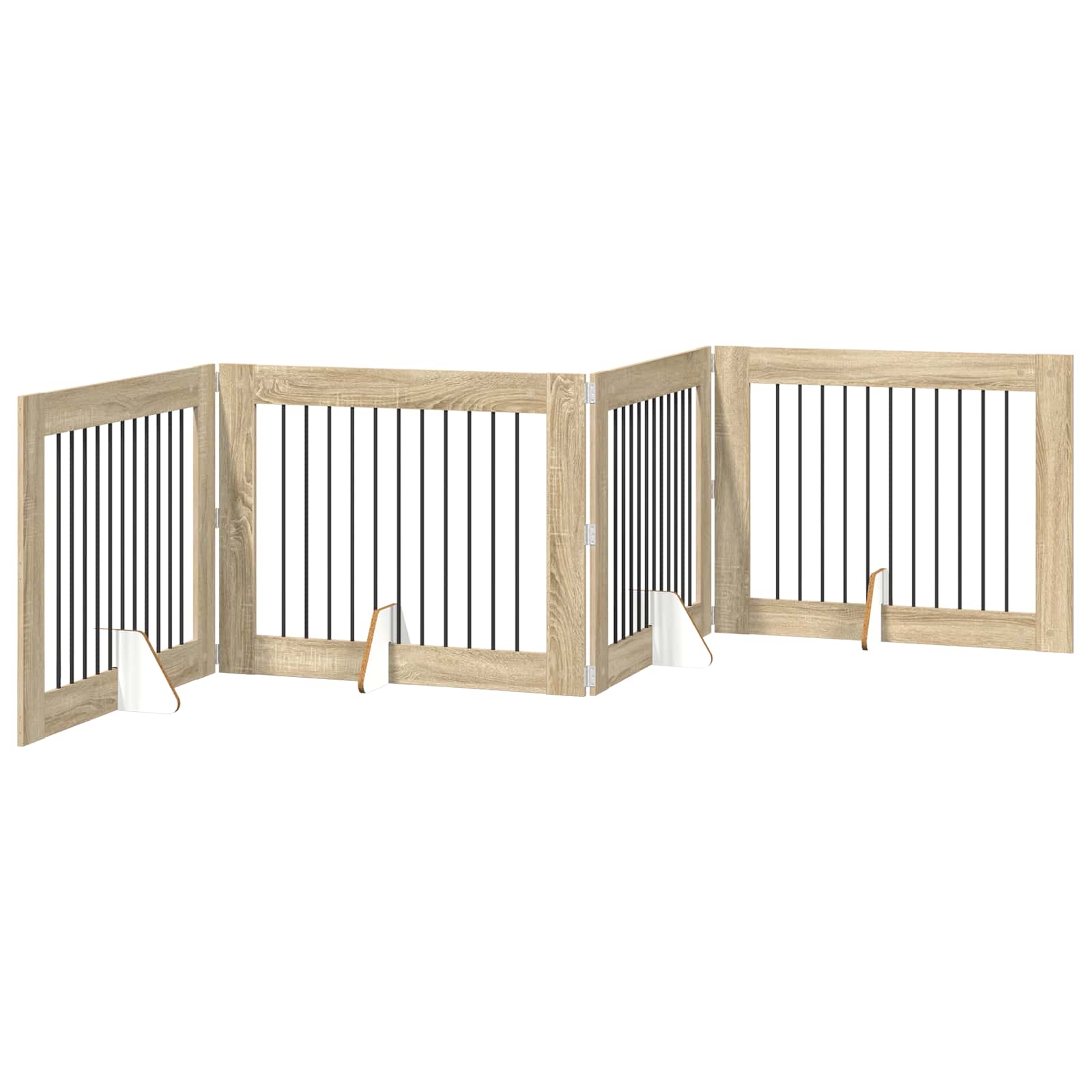 Klappbares Hundetor mit Ständern 4 stk. Sonoma-Eiche 401 cm