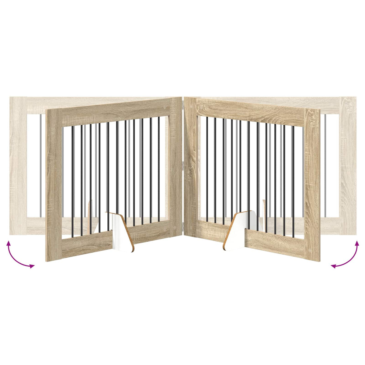 Klappbares Hundetor mit Ständern 4 stk. Sonoma-Eiche 401 cm