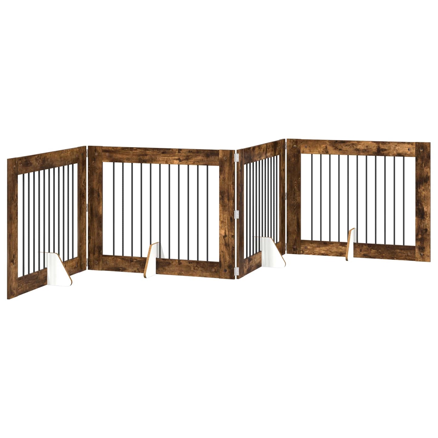 Klappbares Hundetor mit Ständern 4 stk. Räuchereiche 401 cm