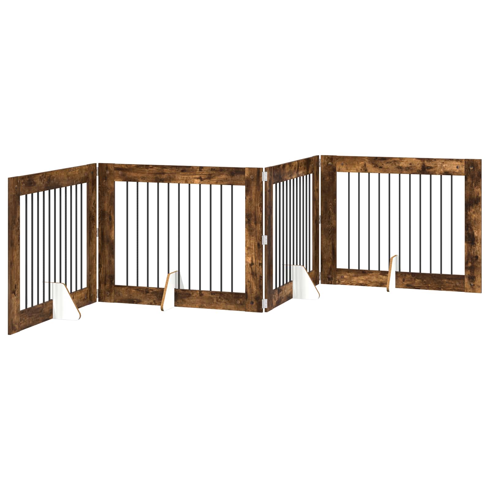 Klappbares Hundetor mit Ständern 4 stk. Räuchereiche 401 cm