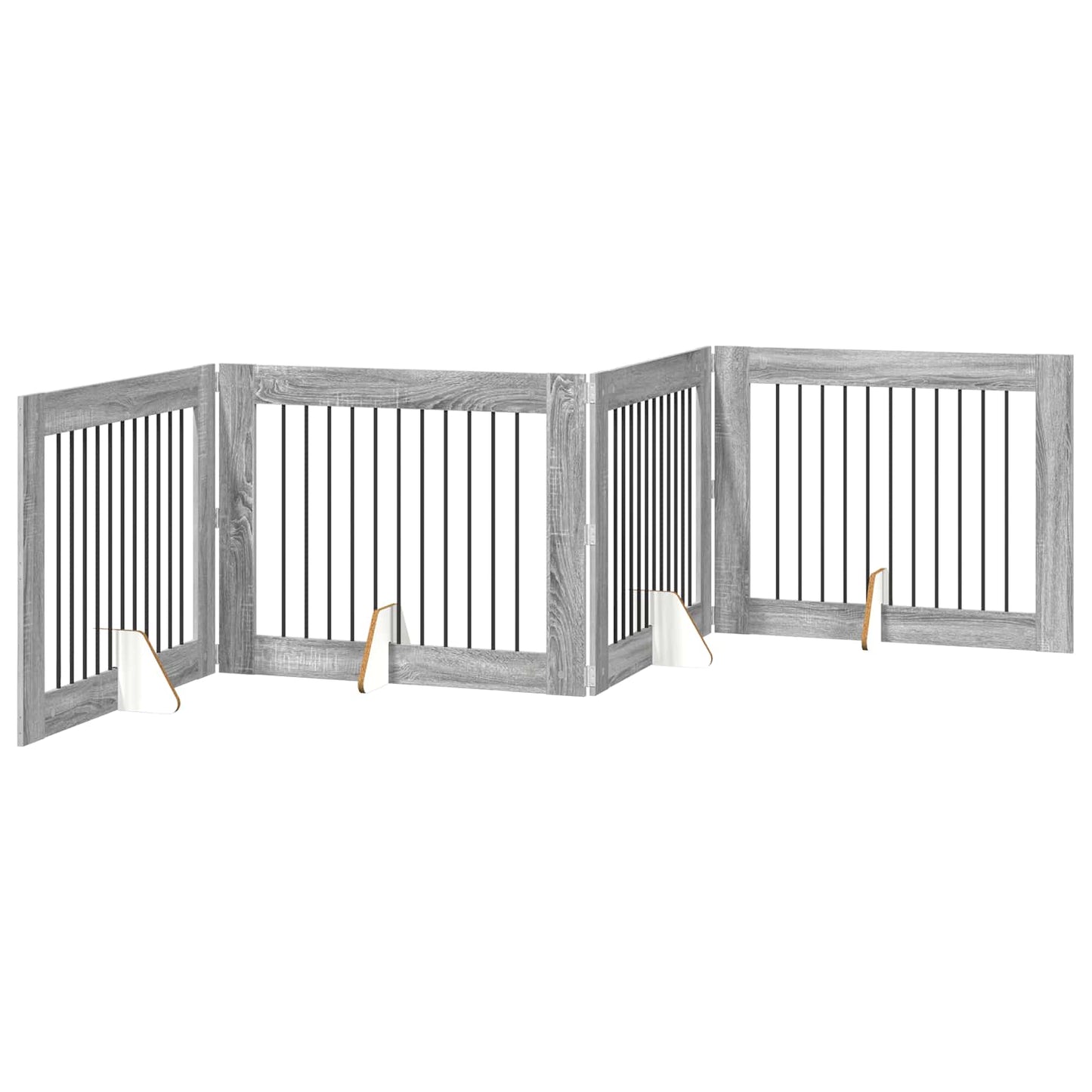 Klappbares Hundetor mit Ständern 4 stk. Sonoma-Grau 401 cm